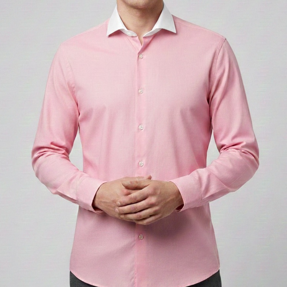 Hugo Boss Slim Fit White Collared Shirt